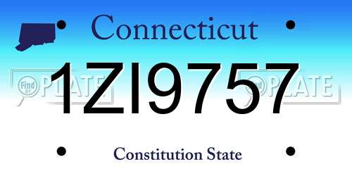 1ZI9757 Connecticut License Plate