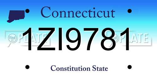 1ZI9781 Connecticut License Plate