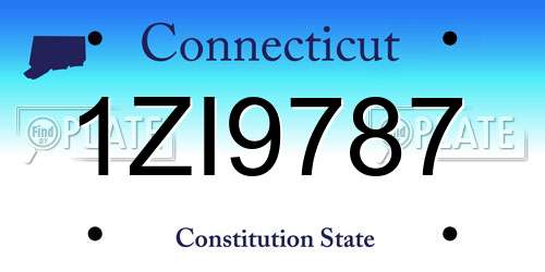 1ZI9787 Connecticut License Plate