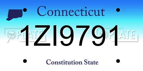 1ZI9791 Connecticut License Plate