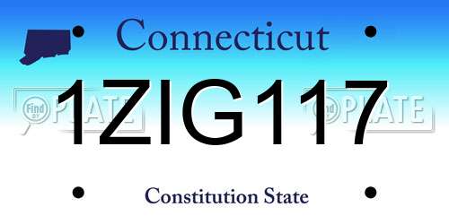 1ZIG117 Connecticut License Plate