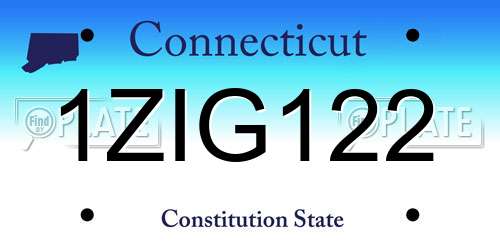 1ZIG122 Connecticut License Plate