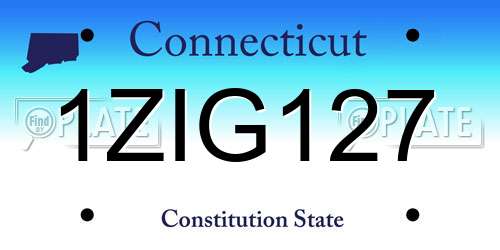 1ZIG127 Connecticut License Plate