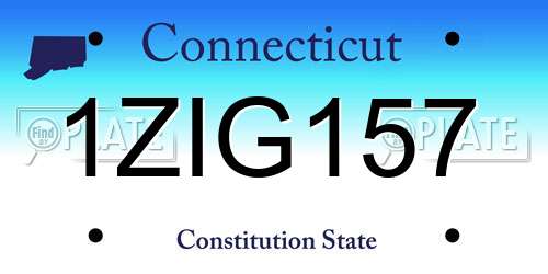 1ZIG157 Connecticut License Plate