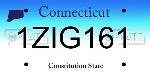 1ZIG161 Connecticut License Plate
