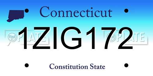 1ZIG172 Connecticut License Plate
