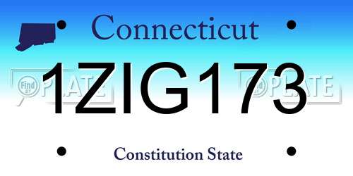 1ZIG173 Connecticut License Plate