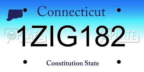 1ZIG182 Connecticut License Plate