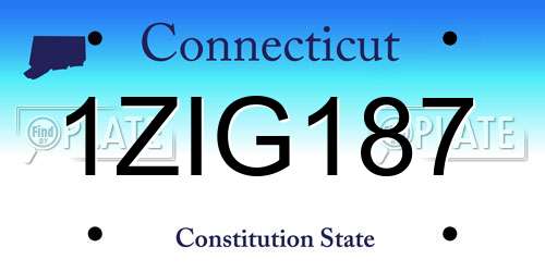1ZIG187 Connecticut License Plate