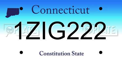 1ZIG222 Connecticut License Plate