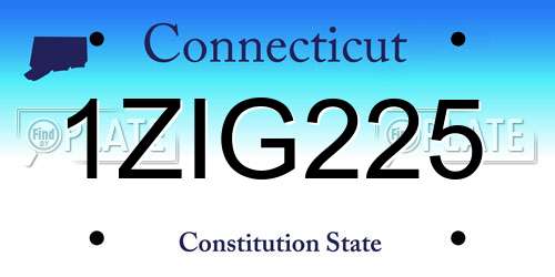 1ZIG225 Connecticut License Plate
