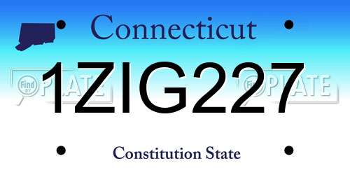 1ZIG227 Connecticut License Plate