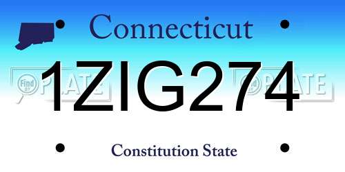 1ZIG274 Connecticut License Plate