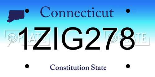 1ZIG278 Connecticut License Plate