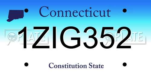 1ZIG352 Connecticut License Plate