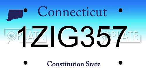 1ZIG357 Connecticut License Plate