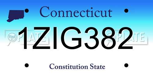 1ZIG382 Connecticut License Plate