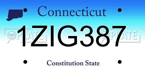 1ZIG387 Connecticut License Plate