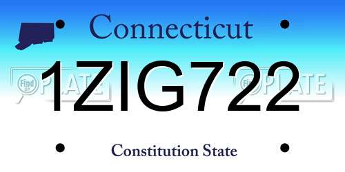 1ZIG722 Connecticut License Plate