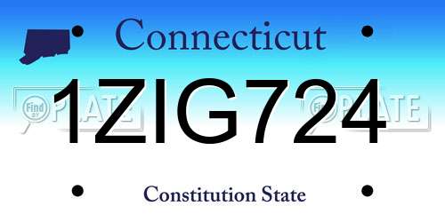 1ZIG724 Connecticut License Plate