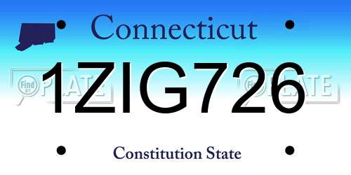 1ZIG726 Connecticut License Plate