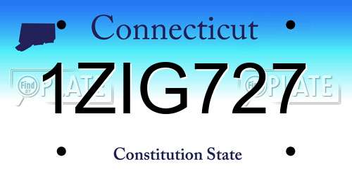 1ZIG727 Connecticut License Plate