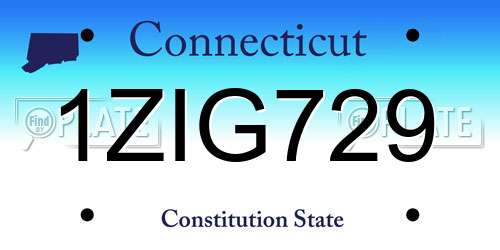 1ZIG729 Connecticut License Plate