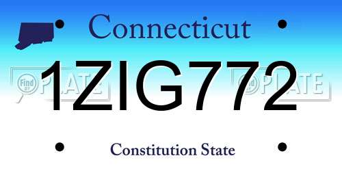 1ZIG772 Connecticut License Plate