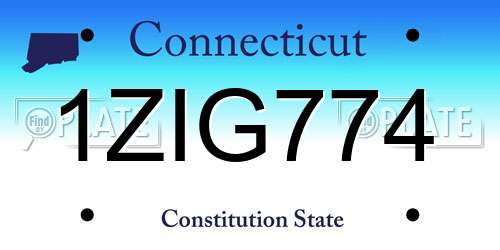 1ZIG774 Connecticut License Plate