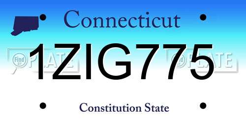 1ZIG775 Connecticut License Plate