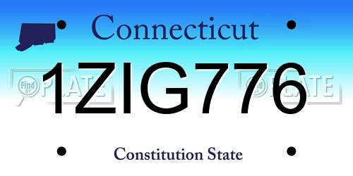 1ZIG776 Connecticut License Plate