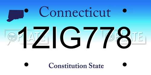 1ZIG778 Connecticut License Plate