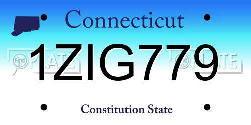 1ZIG779 Connecticut License Plate