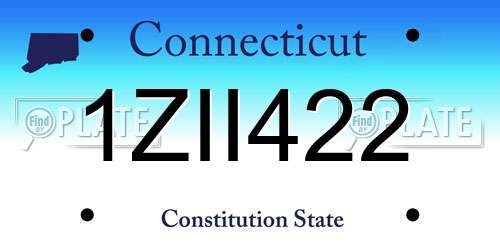1ZII422 Connecticut License Plate