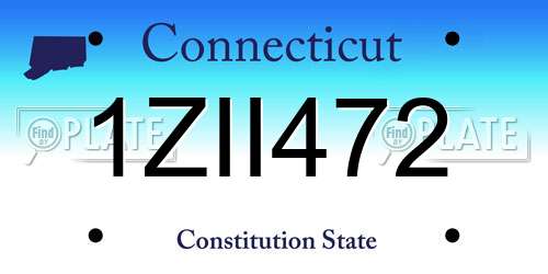 1ZII472 Connecticut License Plate