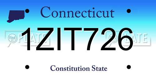 1ZIT726 Connecticut License Plate