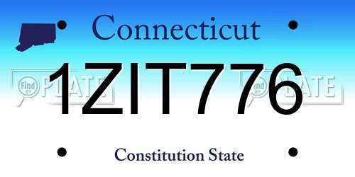 1ZIT776 Connecticut License Plate