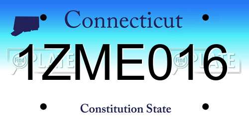 1ZME016 Connecticut License Plate