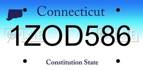 1ZOD586 Connecticut License Plate