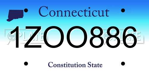 1ZOO886 Connecticut License Plate