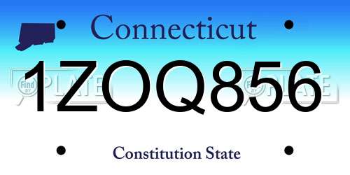 1ZOQ856 Connecticut License Plate