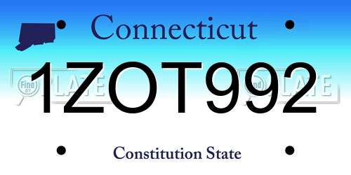 1ZOT992 Connecticut License Plate