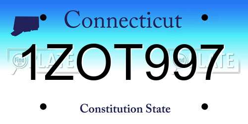 1ZOT997 Connecticut License Plate