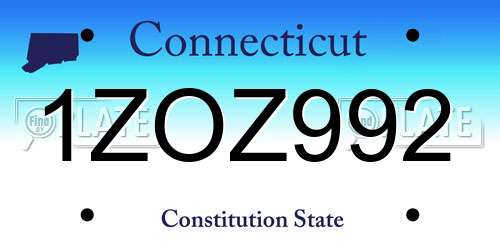 1ZOZ992 Connecticut License Plate