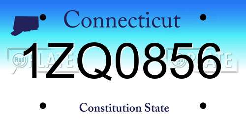1ZQ0856 Connecticut License Plate