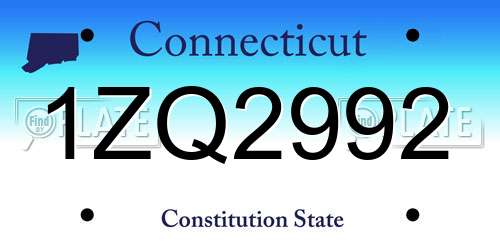1ZQ2992 Connecticut License Plate