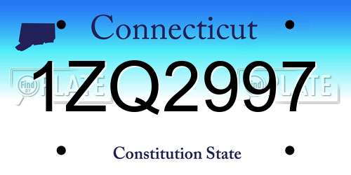 1ZQ2997 Connecticut License Plate