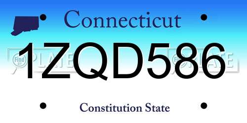 1ZQD586 Connecticut License Plate