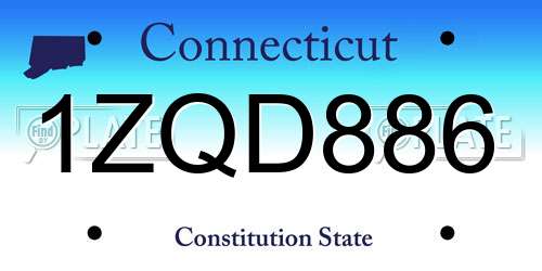 1ZQD886 Connecticut License Plate
