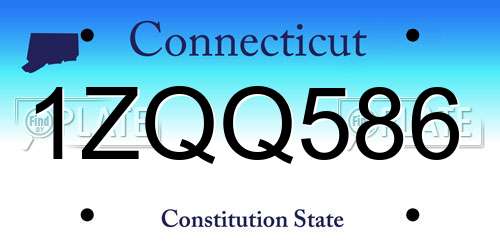 1ZQQ586 Connecticut License Plate
